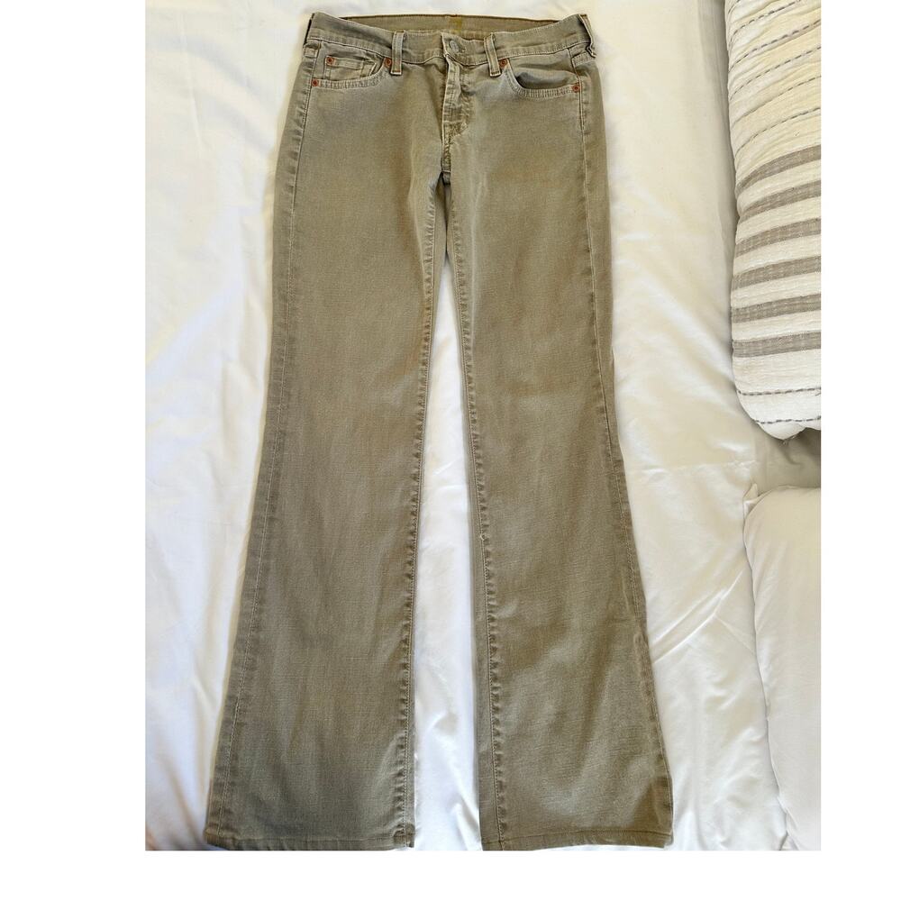 7 For All Mankind Womens Jeans Size 28 Green Wash Denim Bootcut Leg Stretch USA